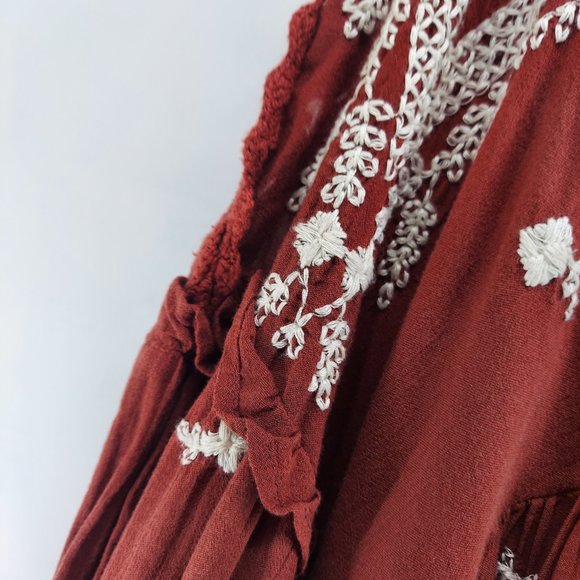 FREE PEOPLE BOHO TIER DRESS BALLON SLEEVE SIZE SMALL - Picture 13 of 14